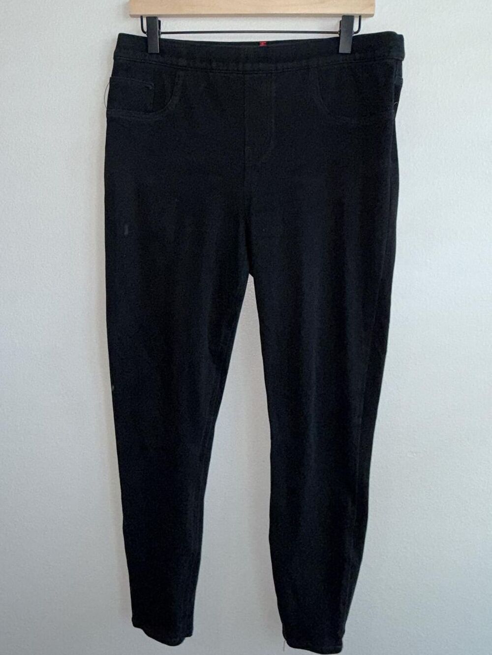 SPANX Faux Leather Jeggings Size XL Black Shaping Leggings Stretch Pants